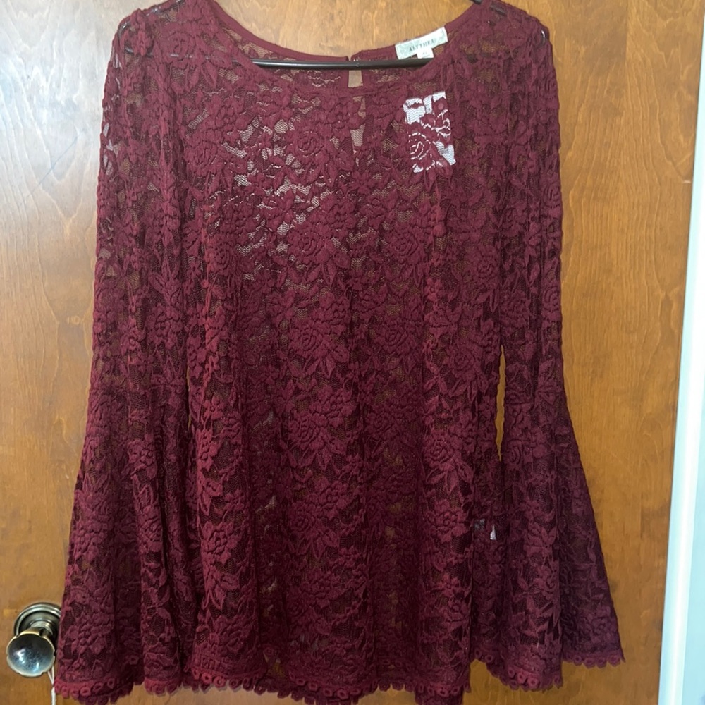 Beautiful deep red/maroon floral lace top
